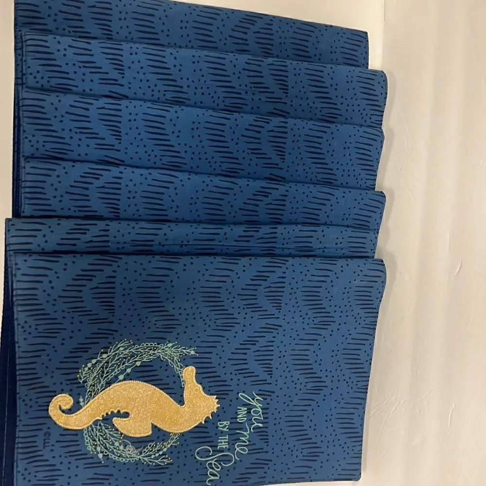 Six cotton placemats with seahorse “ you and me by the sea”